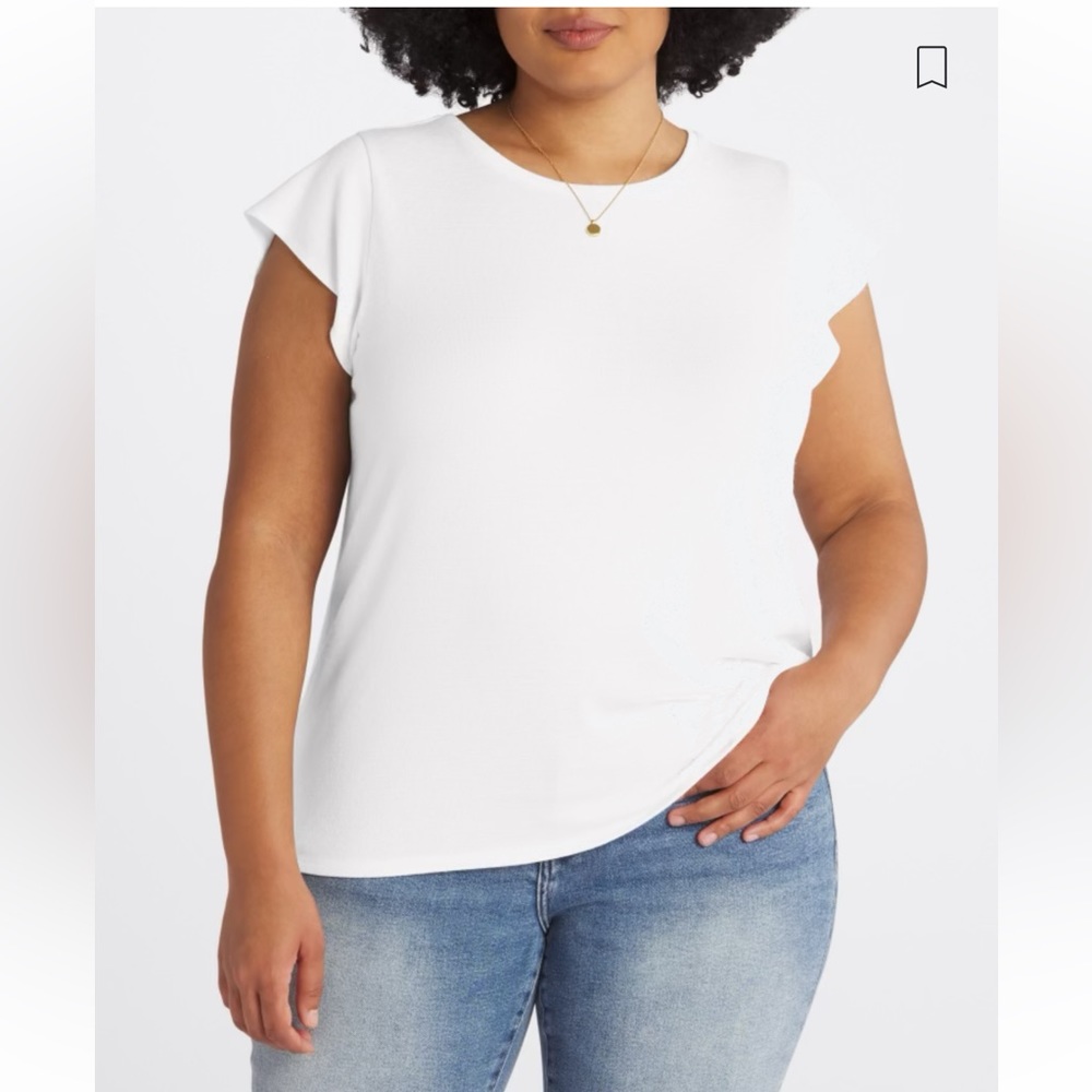 Flutter Sleeve White Knit Blouse by Market & Spruce